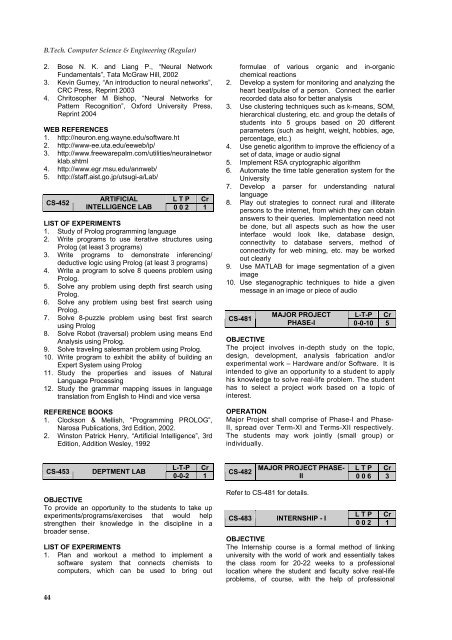 B.Tech. Degree Programme Computer Science & Engineering