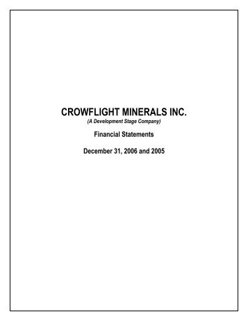 CROWFLIGHT MINERALS INC. - CaNickel Mining Limited