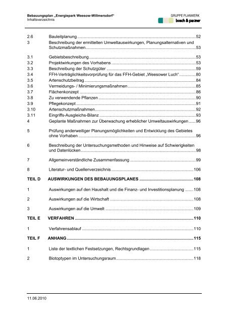 Bebauungsplan âEnergiepark Weesow-Willmersdorfâ