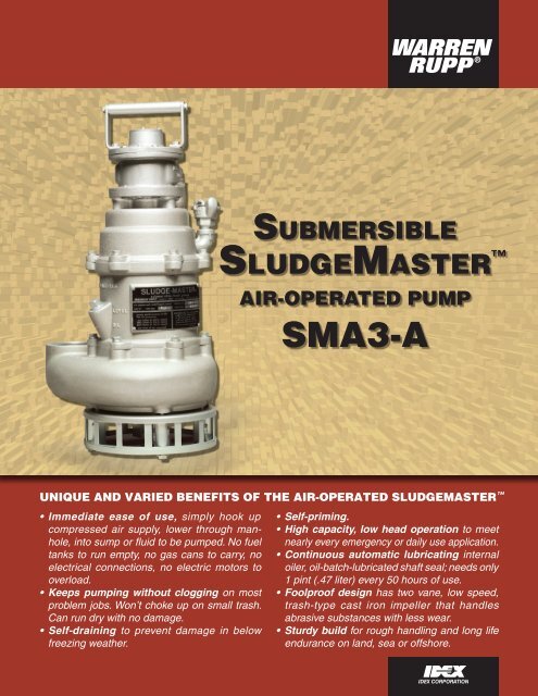 Air-Operated Pump Model SMA3-A - Fluid Systems Inc