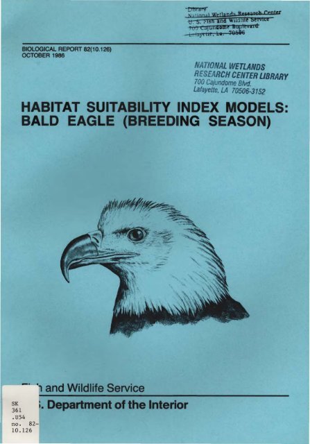 habitat suitability index models: bald eagle (breeding season)