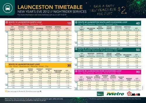 LAUNCESTON TIMETABLE