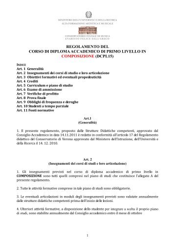 Triennio ordinario Composizione - Regolamento - Conservatorio di ...