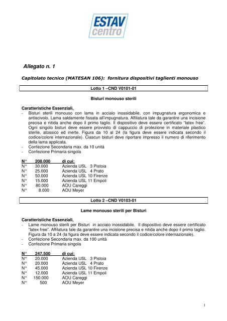 Capitolato tecnico - Estav Centro