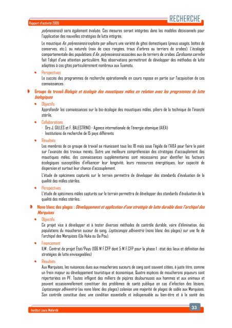 Rapport annuel 2009 - Institut Louis MalardÃ©