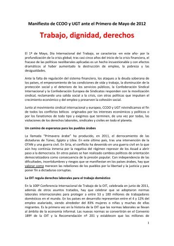 Manifiesto 1º de Mayo - CCOO