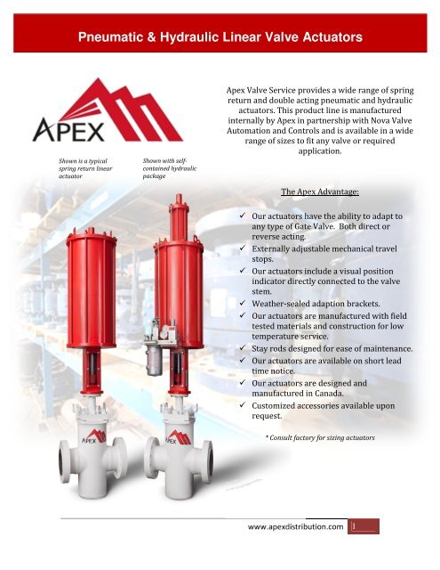 Pneumatic & Hydraulic Linear Valve Actuators - Apex Distribution Inc.
