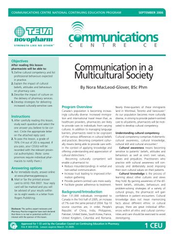 Communication in a Multicultural Society - Canadian Healthcare ...