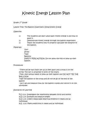 Kinetic Energy Lesson Plan - Faculty Web Pages