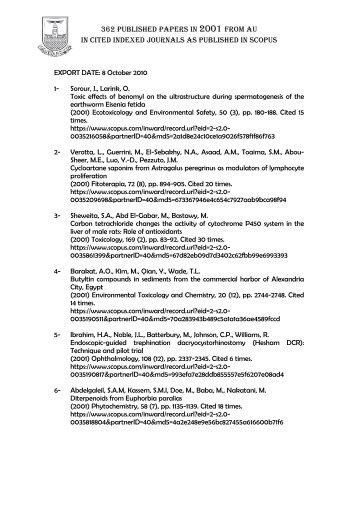 362 published papers in 2001 from au - Alexandria University