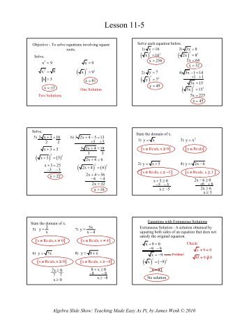 11 3 Solving Radical Equations