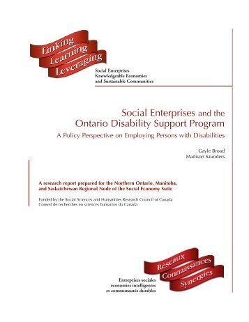 Social Enterprises and the Ontario Disability Support Program