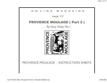 PROVENCE MOULAGE ( Part 2 ) . . . By Gary Oxley No.1 ... - JagWeb