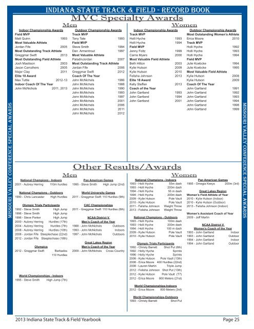 Records & Honors.indd - Indiana State University Athletics