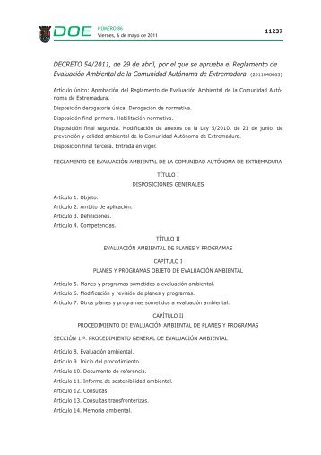 decreto 54/2011 - Diario Oficial de Extremadura
