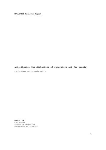 anti-thesis: the dialectics of generative art (as praxis) - Geoff Cox