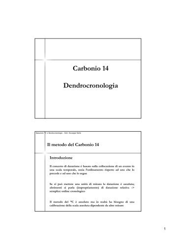 Carbonio 14 Dendrocronologia - Sdasr.unict.it