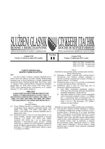 broj 11 - JP NIO SluÅ¾beni list Bosne i Hercegovine