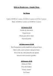 Bellevue Rendezvous â Sample Menu Set Menu - City Eating