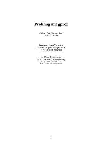 Profiling mit gprof - Prof. Dr. Rudolf Berrendorf