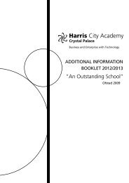 Additional Information Booklet - Harris City Academy Crystal Palace