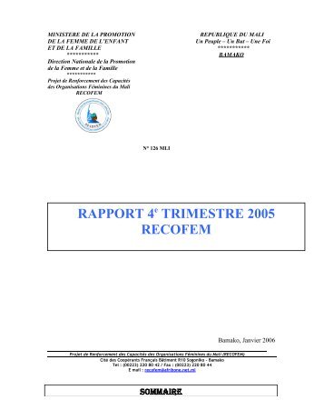 CONTENU DU RAPPORT - RECOFEM