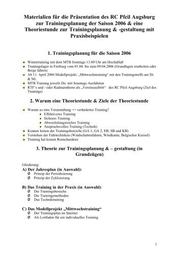 3. Theorie zur Trainingsplanung & â€“ gestaltung - RC Pfeil Augsburg