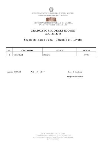 Elenco ammissibili - Conservatorio di Verona