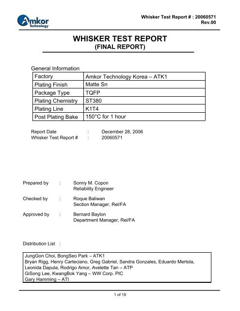 WHISKER TEST REPORT - Maxim