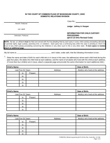 DR3 Affidavit - Clerk of Courts - Muskingum County