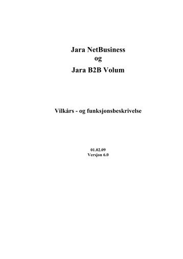 Jara NetBusiness og Jara B2B Volum VilkÃ¥rs - Telenor