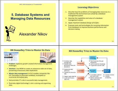 Database systems and managing data resources - UWI St. Augustine