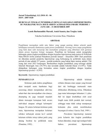 Jurnal Teknobiologi, 1(1) - perpustakaan universitas riau