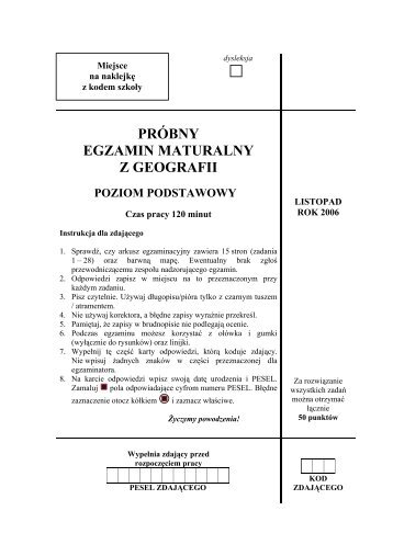 prÃ³bny egzamin maturalny z geografii poziom podstawowy - Gazeta.pl