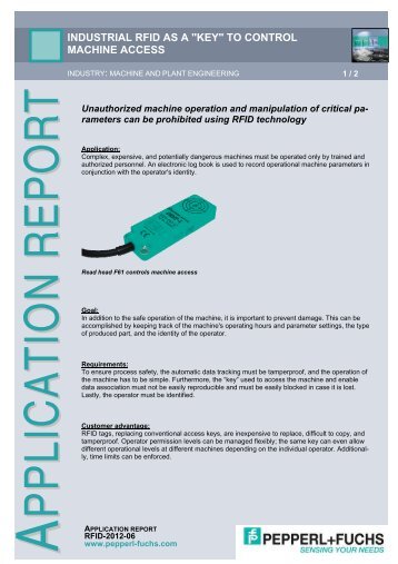 Industrial RFID as a Key to Control Machine Access - Pepperl+Fuchs