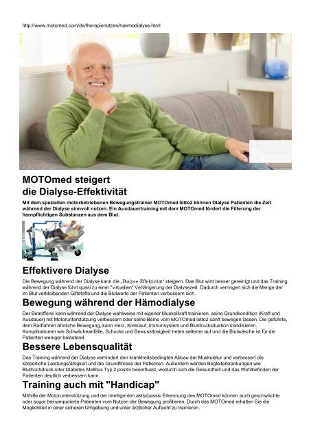 MOTOmed steigert die Dialyse-EffektivitÃ¤t Effektivere Dialyse ...