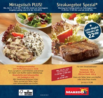 Mittagstisch PLUS! Steakangebot Spezial* - Rathaus Galerie Essen