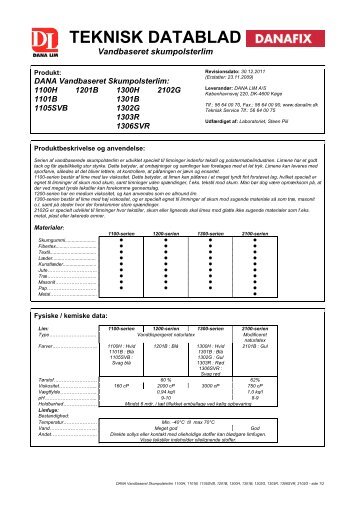 TEKNISK DATABLAD - Dana Lim A/S