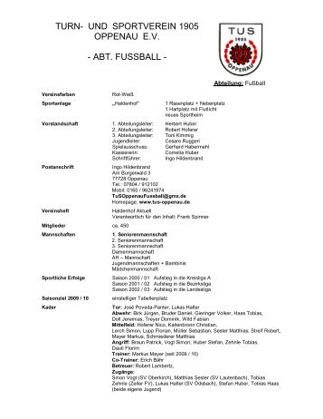 turn- und sportverein 1905 oppenau ev - abt. fussball - beim TuS ...