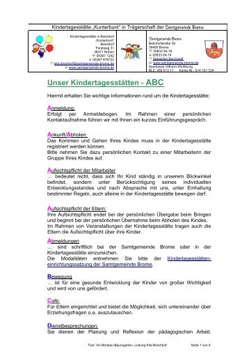 Unser KindertagesstÃ¤tten - ABC - Samtgemeinde Brome