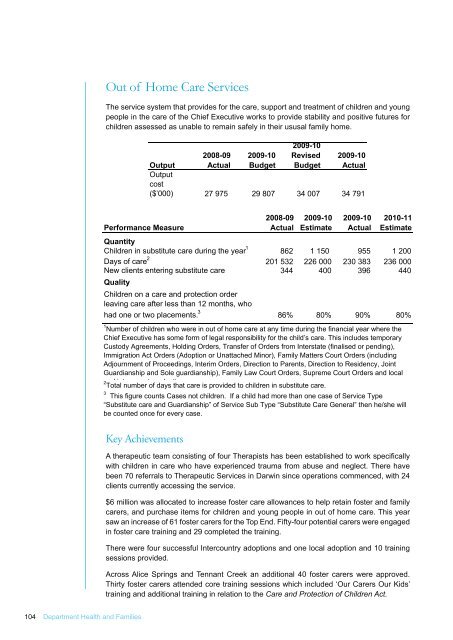 DHF Annual Report 2009 - NT Health Digital Library - Northern ...