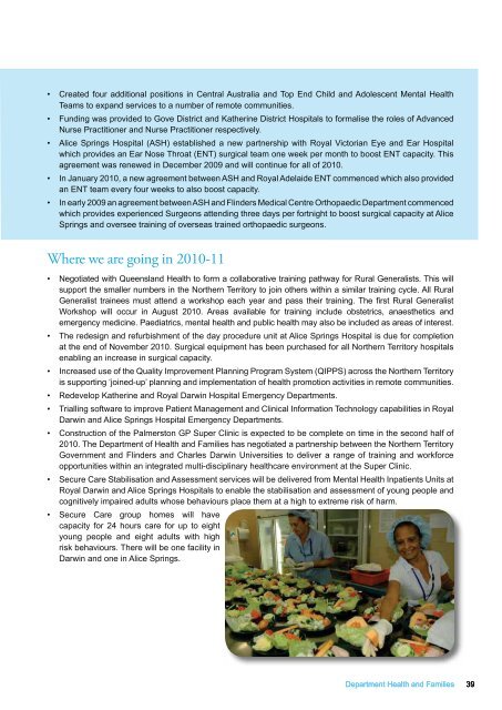DHF Annual Report 2009 - NT Health Digital Library - Northern ...