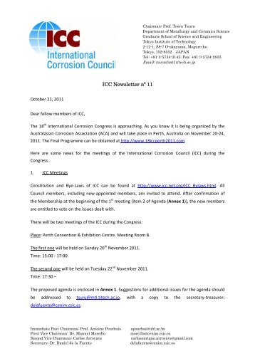 ICC Newsletter nÂº 11 - International Corrosion Council