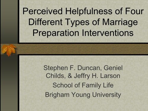 Perceived Helpfulness of Four Different Types of Marriage ...