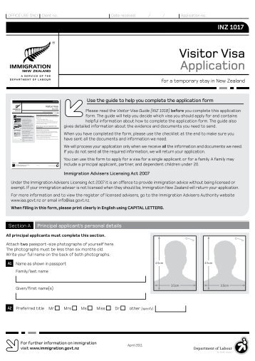 Visitor Visa Application (INZ 1017)