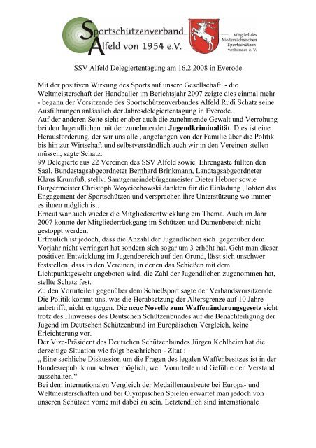 Jahresbericht des Verbandsvorsitzenden an lässlich ... - Ssv-alfeld.de