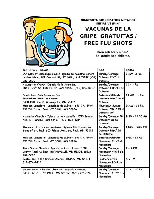 VACUNAS DE LA GRIPE GRATUITAS / FREE FLU SHOTS