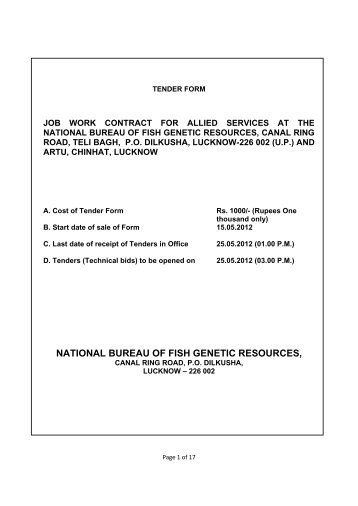 NATIONAL BUREAU OF FISH GENETIC RESOURCES, - NBFGR ...