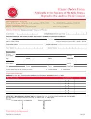 Frame Order Form - Canadian Securities Institute