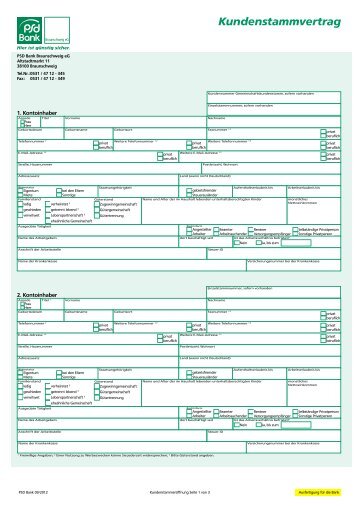 Kundenstammvertrag - PSD Bank Braunschweig eG